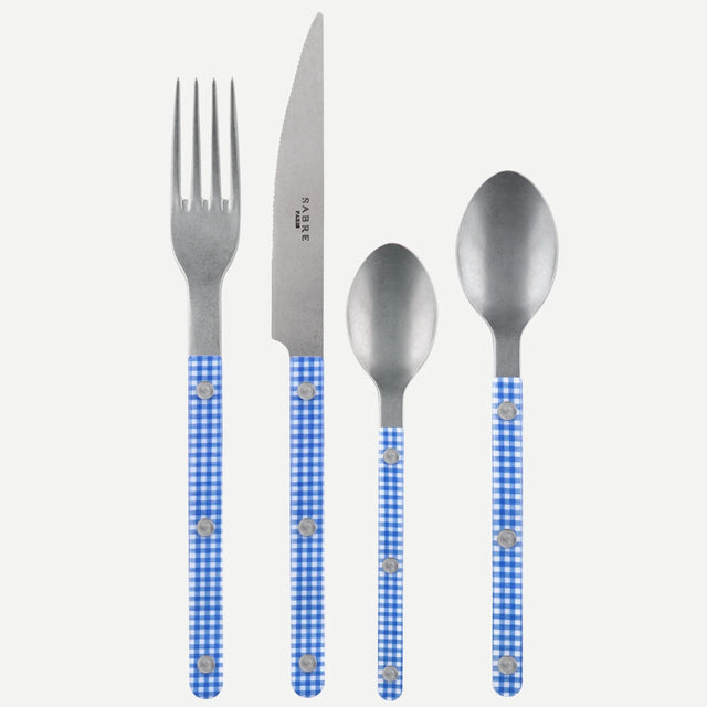 Sabre Bistrot Vintage Gingham Blue 24 Pieces Cutlery Set, 041