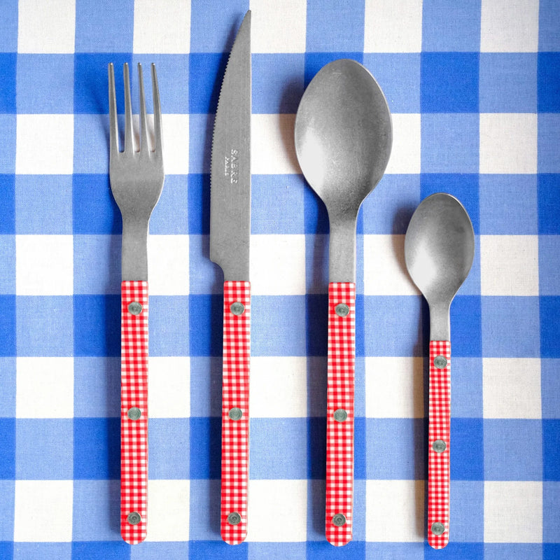 Sabre Bistrot Vintage Gingham Red 24 Pieces Cutlery Set, 041