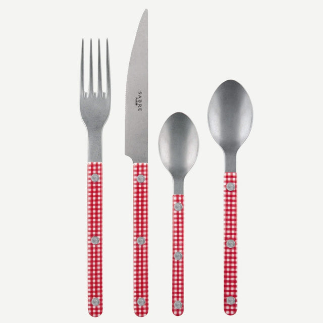 Sabre Bistrot Vintage Gingham Red 24 Pieces Cutlery Set, 041