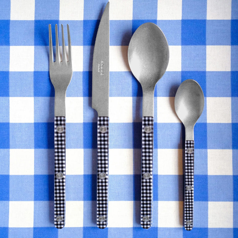 Sabre Bistrot Vintage Gingham Black 24 Pieces Cutlery Set, 041