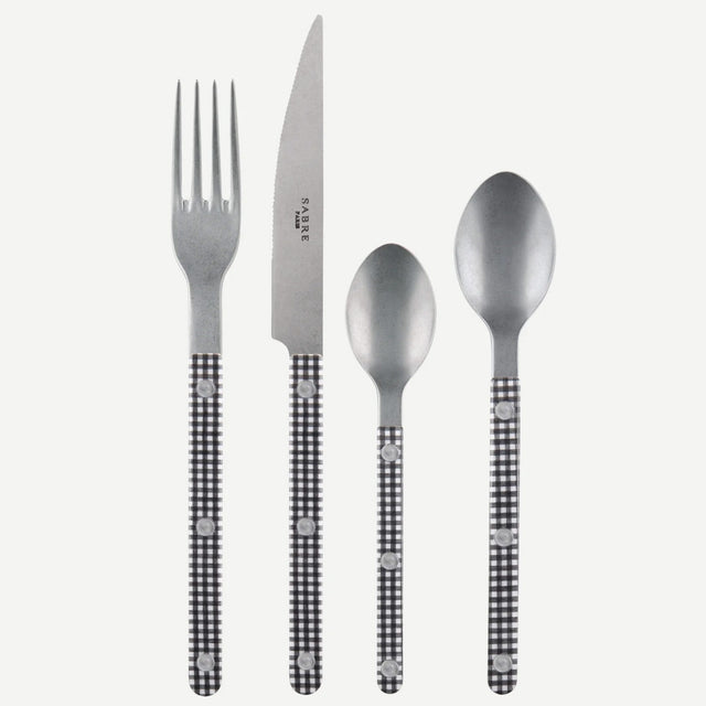 Sabre Bistrot Vintage Gingham Black 24 Pieces Cutlery Set, 041