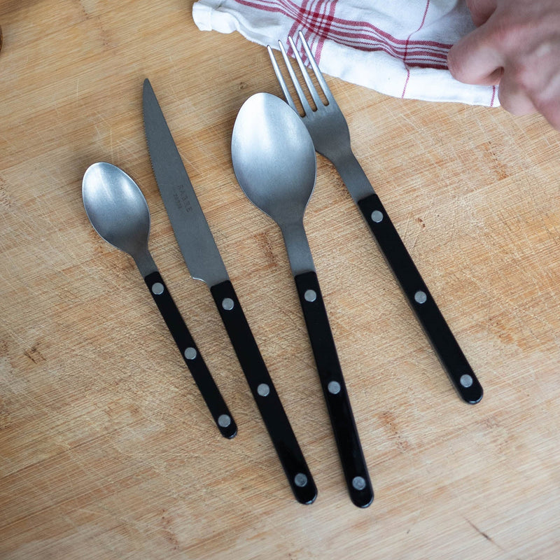 Sabre Bistrot Vintage Solid Black 24 Pieces Cutlery Set, 024
