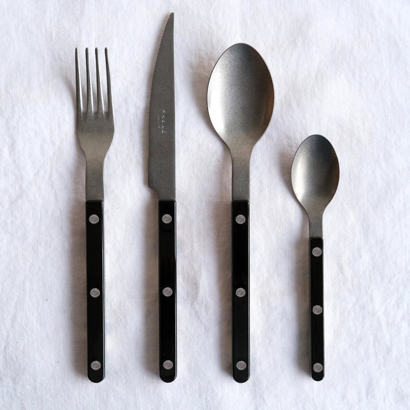 Sabre Bistrot Vintage Solid Black 24 Pieces Cutlery Set, 024