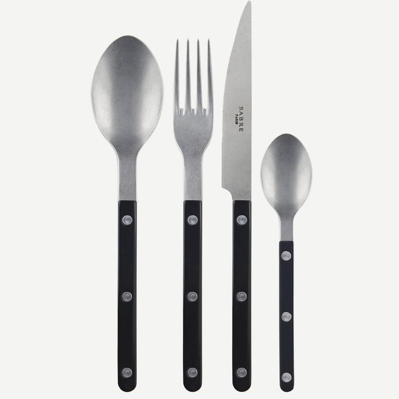 Sabre Bistrot Vintage Solid Black 24 Pieces Cutlery Set, 024