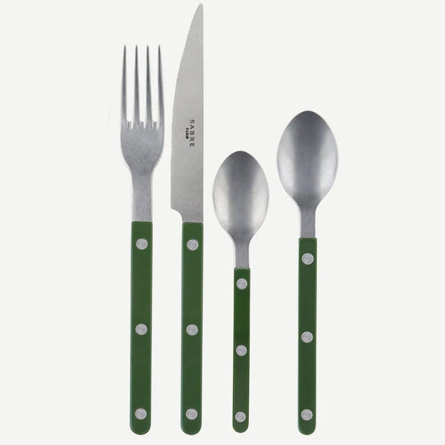 Sabre Bistrot Vintage Solid Green 4 Pieces Cutlery Set, 033