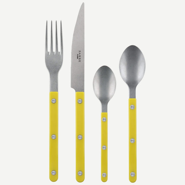 Sabre Bistrot Vintage Solid Yellow 4 Pieces Cutlery Set, 033