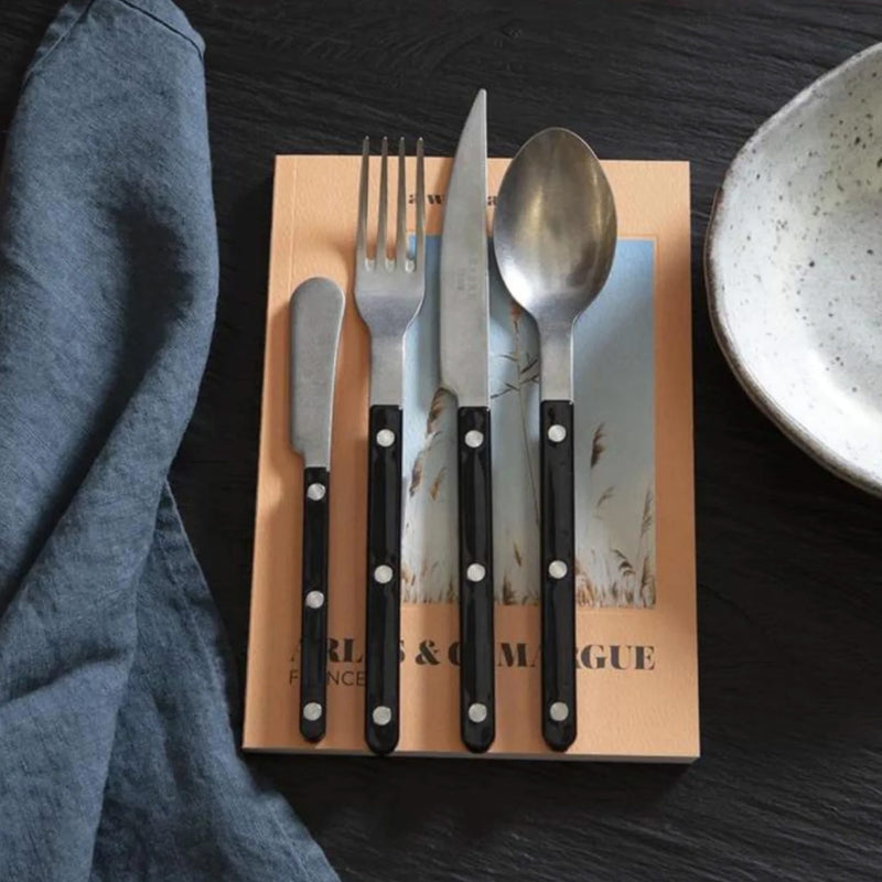 Sabre Bistrot Vintage Solid Black 4 Pieces Cutlery Set, 040