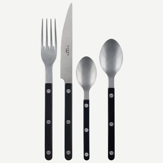 Sabre Bistrot Vintage Solid Black 4 Pieces Cutlery Set, 040