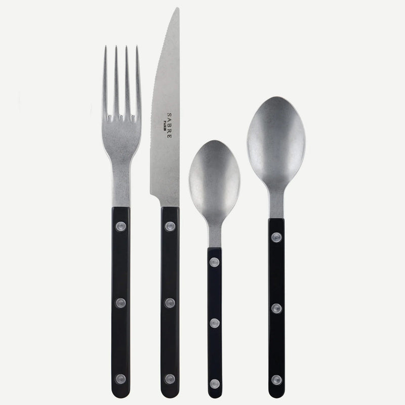 Sabre Bistrot Vintage Solid Black 4 Pieces Cutlery Set, 040