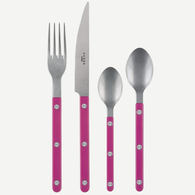Sabre Bistrot Vintage Solid Raspberry 4 Pieces Cutlery Set, 040