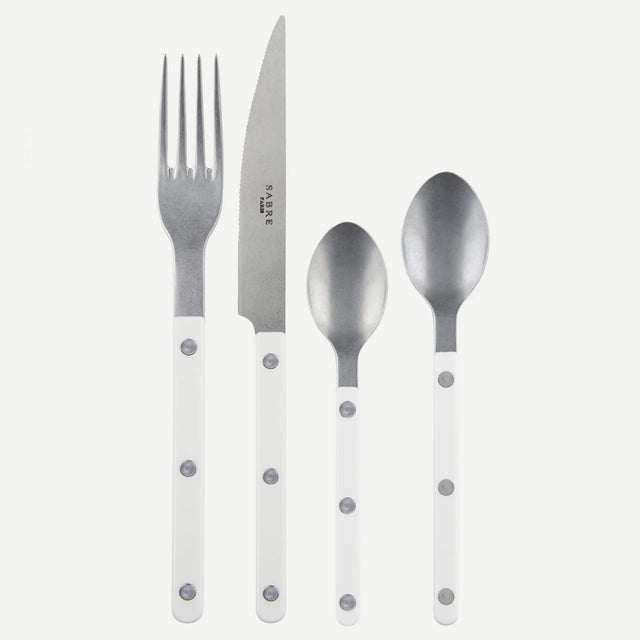 Sabre Bistrot Vintage Solid White 4 Pieces Cutlery Set, 040