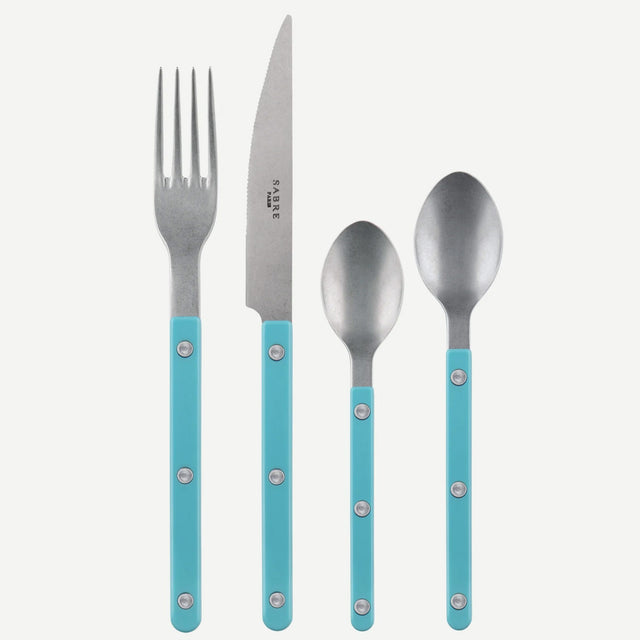 Sabre Bistrot Vintage Solid Turquoise 4 Pieces Cutlery Set, 040