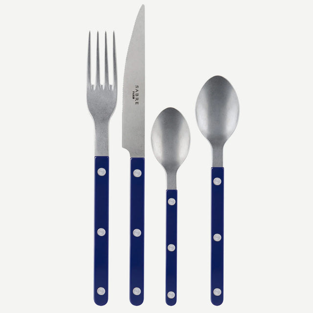 Sabre Bistrot Vintage Solid Navy Blue 4 Pieces Cutlery Set, 040