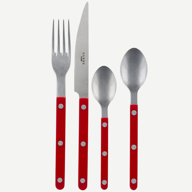 Sabre Bistrot Vintage Solid Burgundy 4 Pieces Cutlery Set, 033