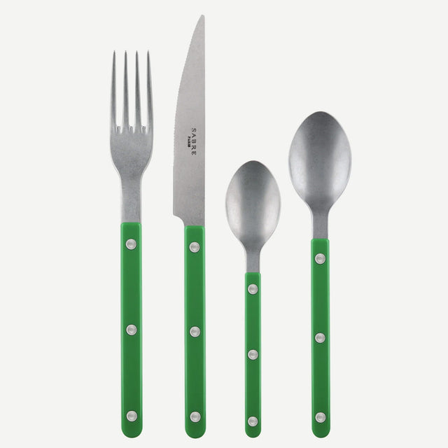 Sabre Bistrot Vintage Solid Garden Green 4 Pieces Cutlery Set, 033