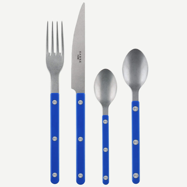 Sabre Bistrot Vintage Solid Lapis Blue 4 Pieces Cutlery Set, 040