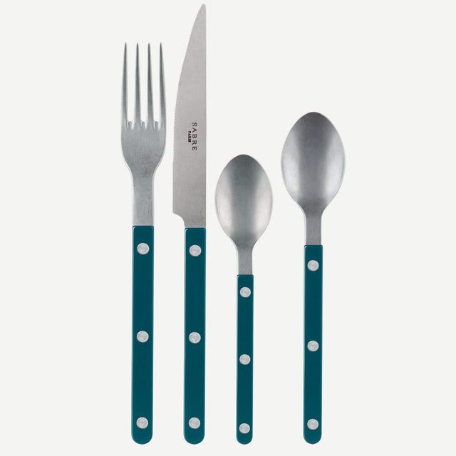 Sabre Bistrot Vintage Solid Aquamarine 4 Pieces Cutlery Set, 033