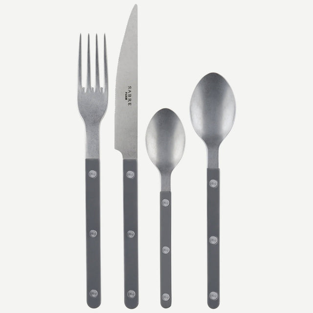 Sabre Bistrot Vintage Solid Dark Grey 4 Pieces Cutlery Set, 033