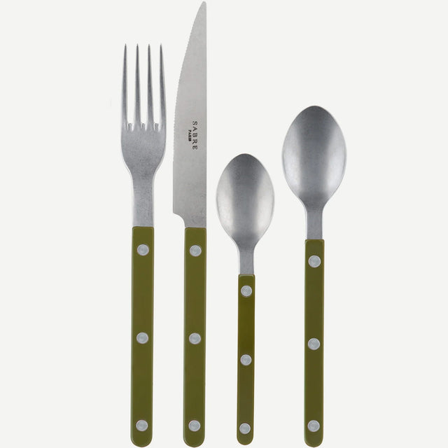 Sabre Bistrot Vintage Solid Green Fern 4 Pieces Cutlery Set, 033