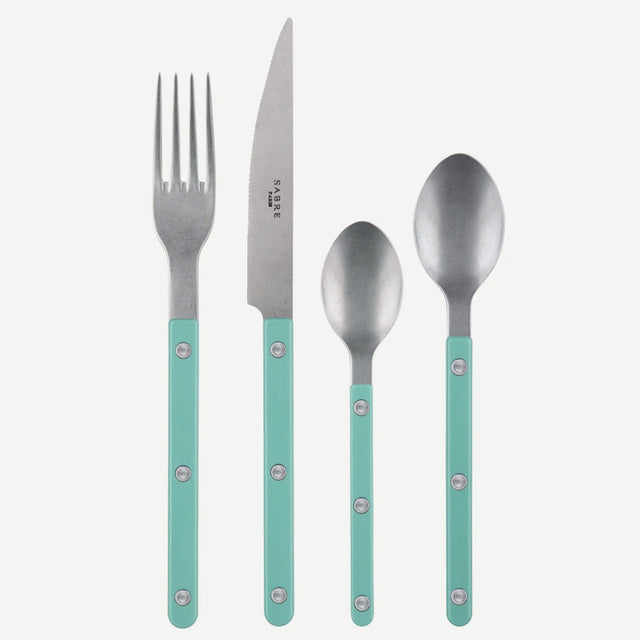 Sabre Bistrot Vintage Solid Pastel Green 4 Pieces Cutlery Set, 040
