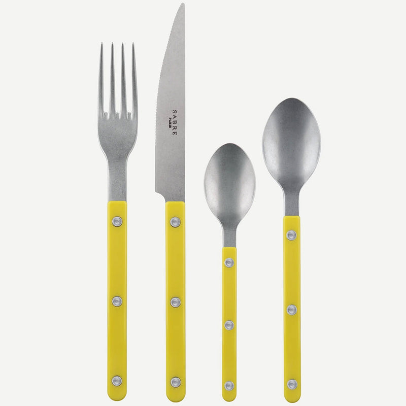 Sabre Bistrot Vintage Solid Yellow 24 Pieces Cutlery Set, 041