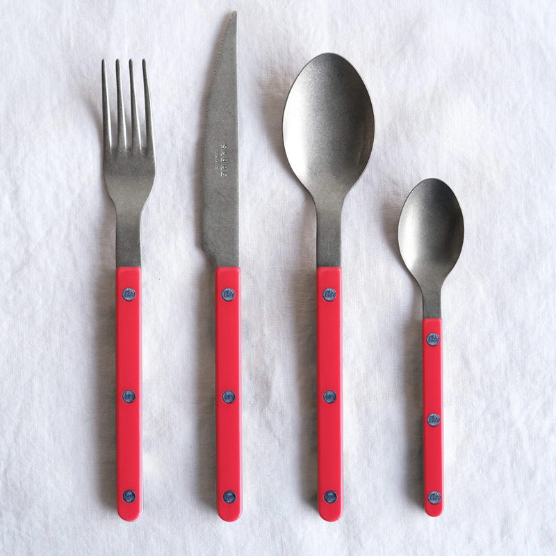 Sabre Bistrot Vintage Solid Red 24 Pieces Cutlery Set, 041