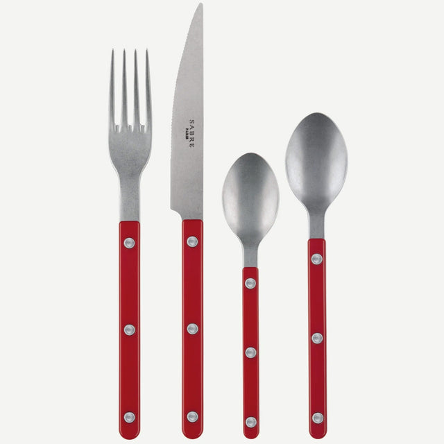Sabre Bistrot Vintage Solid Red 24 Pieces Cutlery Set, 041
