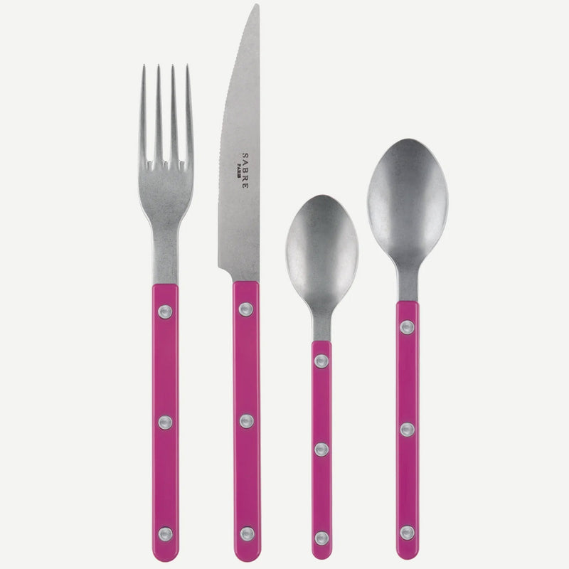 Sabre Bistrot Vintage Solid Raspberry 24 Pieces Cutlery Set, 041