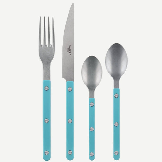 Sabre Bistrot Vintage Solid Turquoise 24 Pieces Cutlery Set, 041