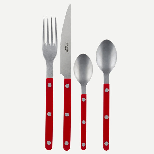 Sabre Bistrot Vintage Solid Burgundy 24 Pieces Cutlery Set, 041