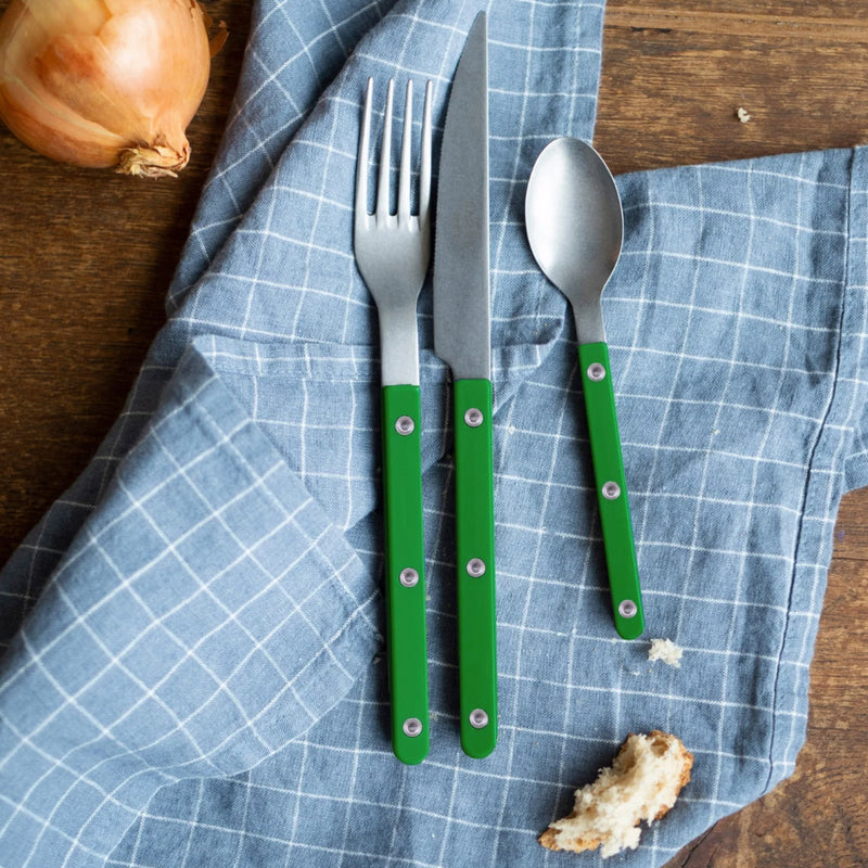 Sabre Bistrot Vintage Solid Garden Green 24 Pieces Cutlery Set, 041