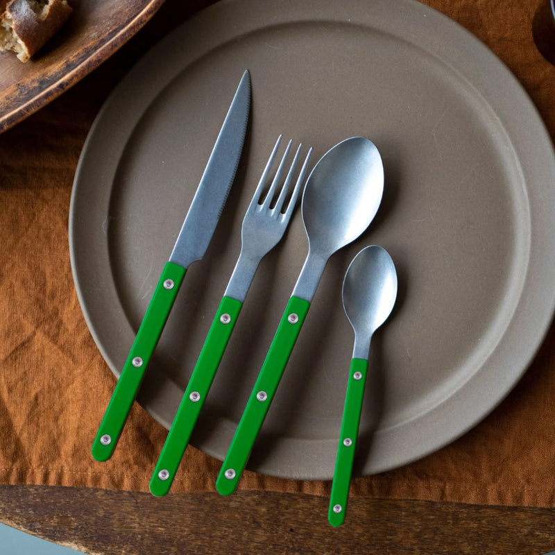 Sabre Bistrot Vintage Solid Garden Green 24 Pieces Cutlery Set, 041