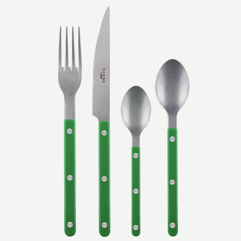 Sabre Bistrot Vintage Solid Garden Green 24 Pieces Cutlery Set, 041