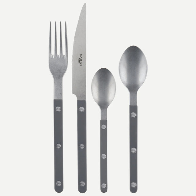 Sabre Bistrot Vintage Solid Dark Grey 24 Pieces Cutlery Set, 041