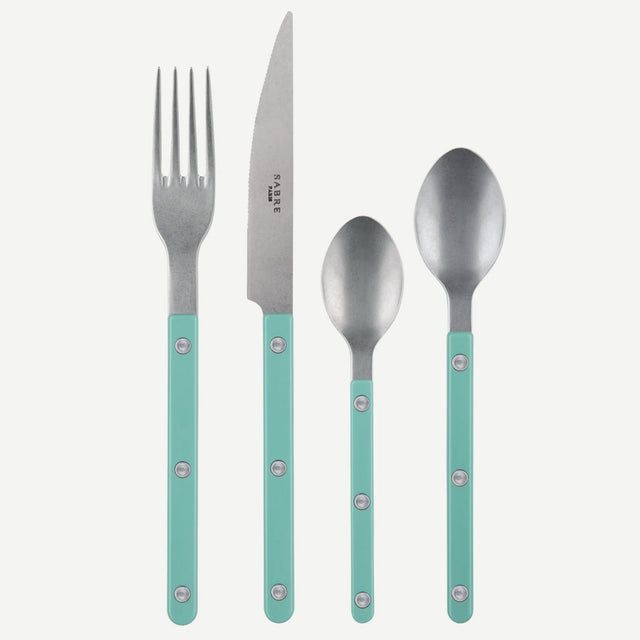 Sabre Bistrot Vintage Solid Pastel Green 24 Pieces Cutlery Set, 041