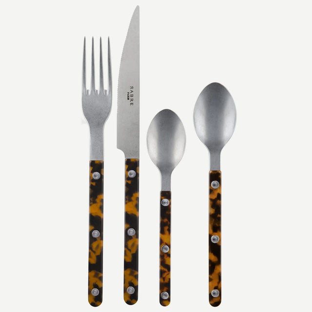 Sabre Bistrot Vintage Tortoise Faux 4 Pieces Cutlery Set, 033