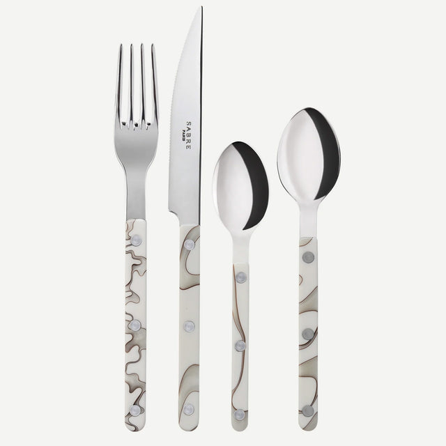 Sabre Bistrot Shiny Dune Ivory 24 Pieces Cutlery Set, 041