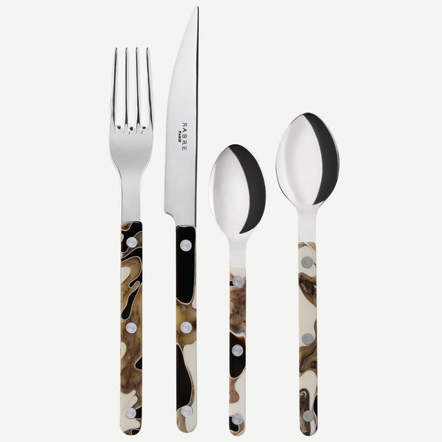 Sabre Bistrot Shiny Dune Black 24 Pieces Cutlery Set, 041