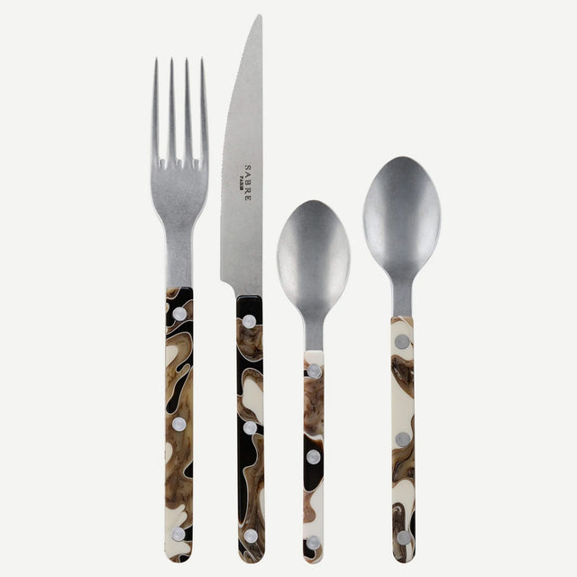 Sabre Bistrot Vintage Dune Black 4 Pieces Cutlery Set, 040