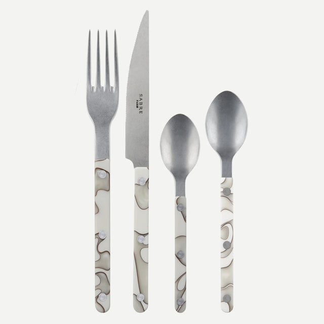 Sabre Bistrot Vintage Dune Ivory 24 Pieces Cutlery Set, 041