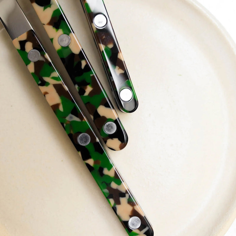 Sabre Bistrot Shiny Camouflage Green 24 Pieces Cutlery Set, 024