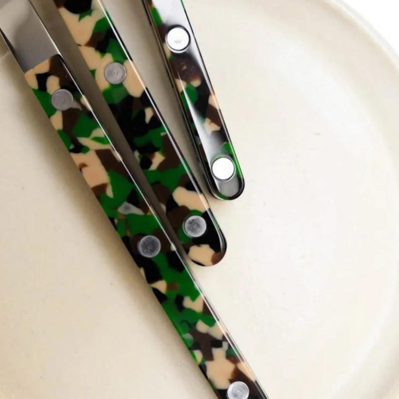 Sabre Bistrot Shiny Camouflage Green 24 Pieces Cutlery Set, 041
