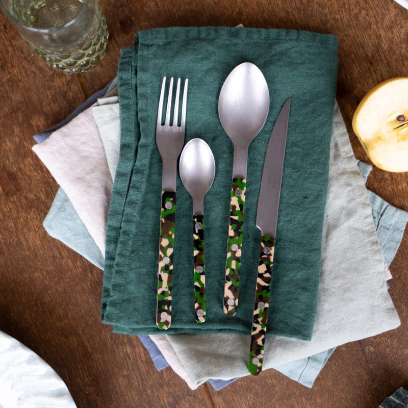 Sabre Bistrot Vintage Camouflage Green 4 Pieces Cutlery Set, 033