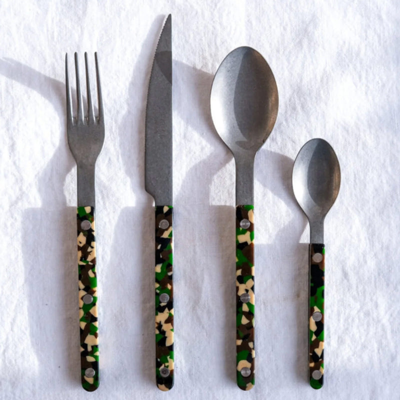 Sabre Bistrot Vintage Camouflage Green 4 Pieces Cutlery Set, 033