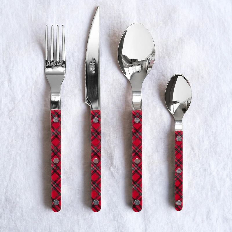 Sabre Bistrot Shiny Tartan Red 24 Pieces Cutlery Set, 041