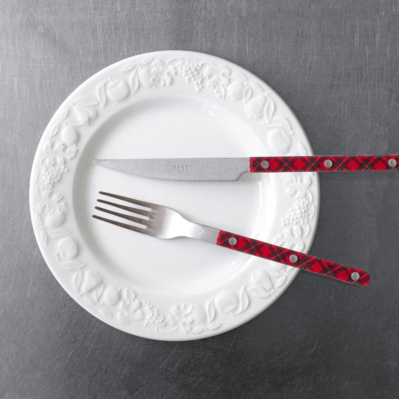 Sabre Bistrot Vintage Tartan Red 4 Pieces Cutlery Set, 033