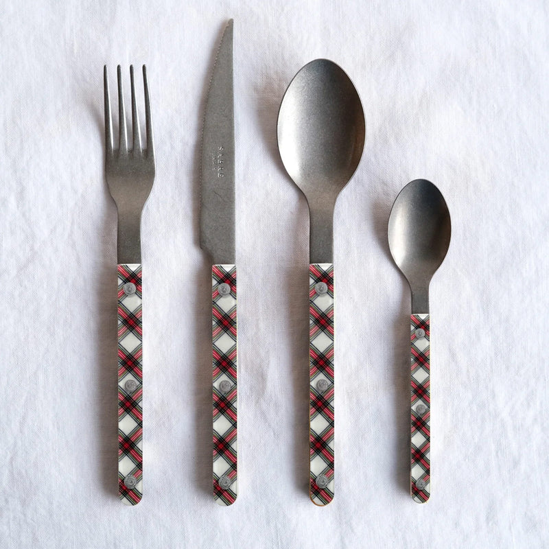 Sabre Bistrot Vintage Tartan White 4 Pieces Cutlery Set, 033