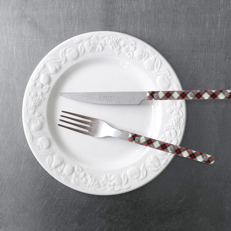 Sabre Bistrot Vintage Tartan White 4 Pieces Cutlery Set, 033
