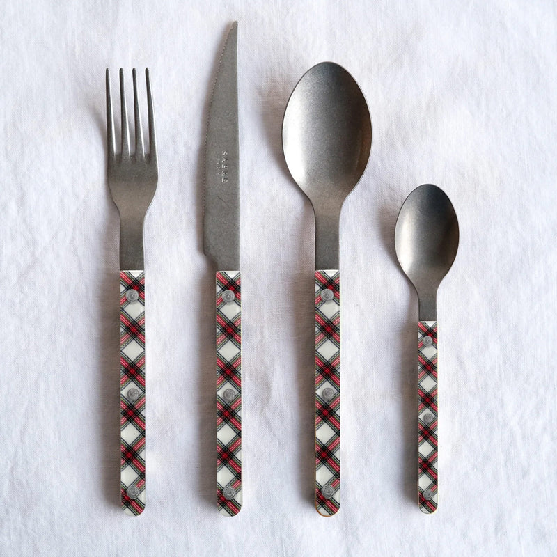Sabre Bistrot Vintage Tartan White 24 Pieces Cutlery Set, 041