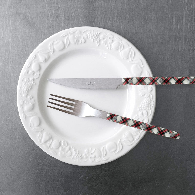 Sabre Bistrot Vintage Tartan White 24 Pieces Cutlery Set, 041